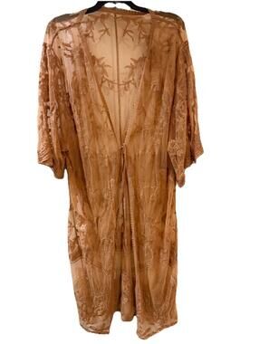 Kimono Lace Brown Beach Cover Up Robe Women’s One Size Boho